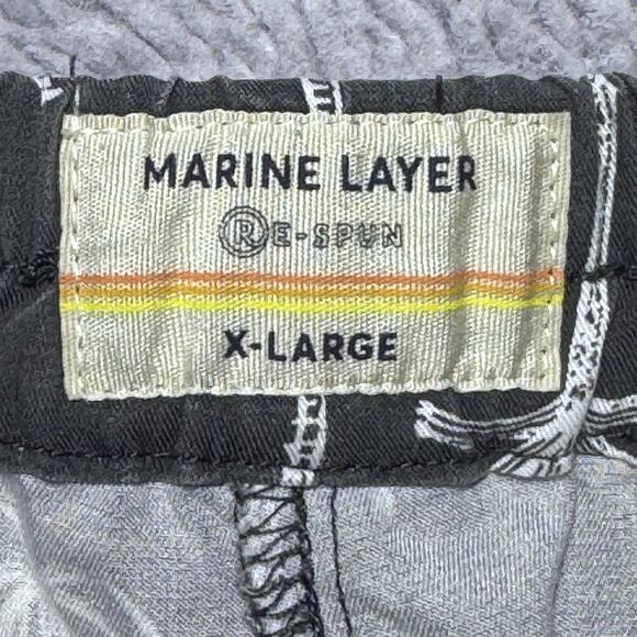 MARINE LAYER Allison Palm Print Pants Gray with White Palm Print Size XL - Picture 4 of 7